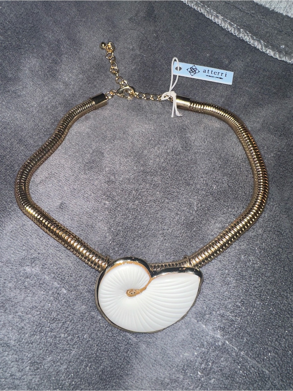 Atterri Gold-Tone Necklace with White Nautilus Pendant